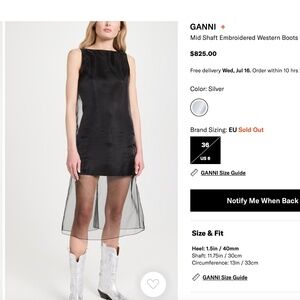 NEW without box Ganni chrome Cowboy Boot